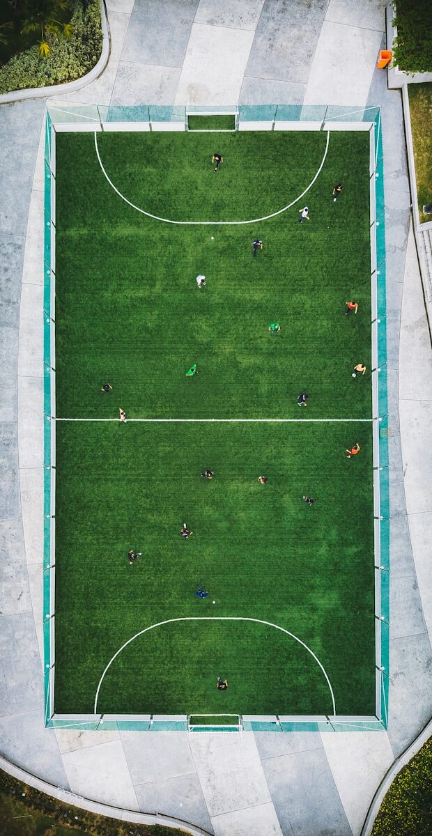 aerial photography of people playing soccer